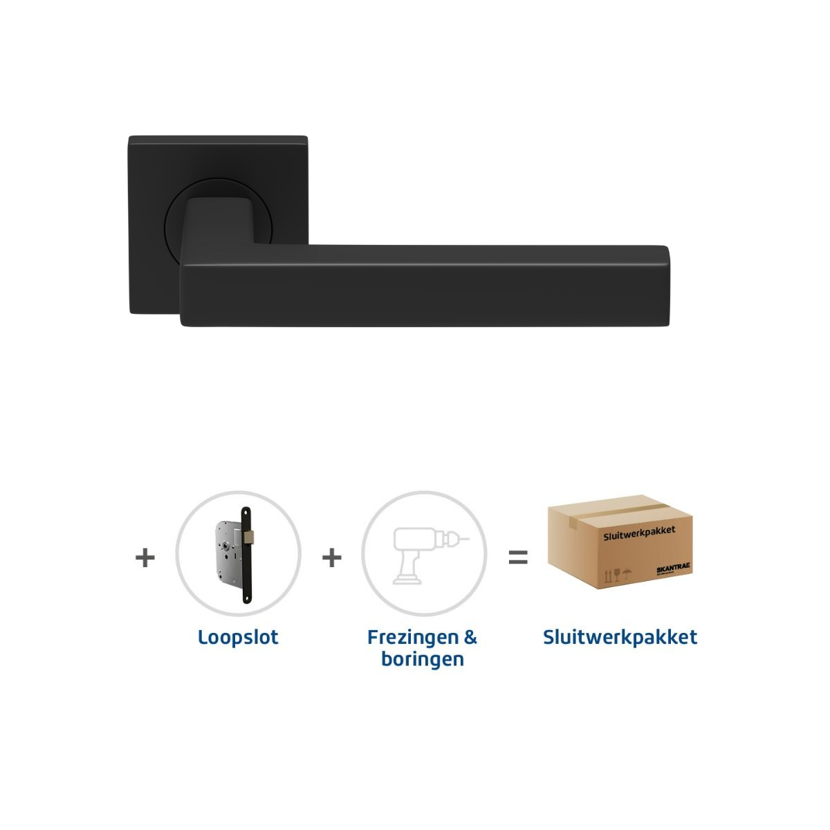 Sluitwerkpakketten met Deurkruk Squared 20 Regular Zwart